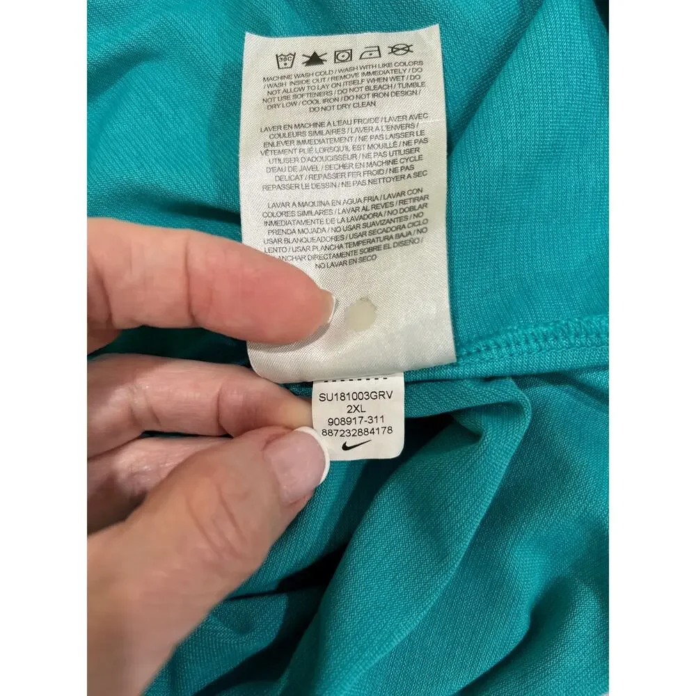 Nike Dri-Fit Miami Dolphins Aqua V-Neck Performance V-Neck T-Shirt XXL